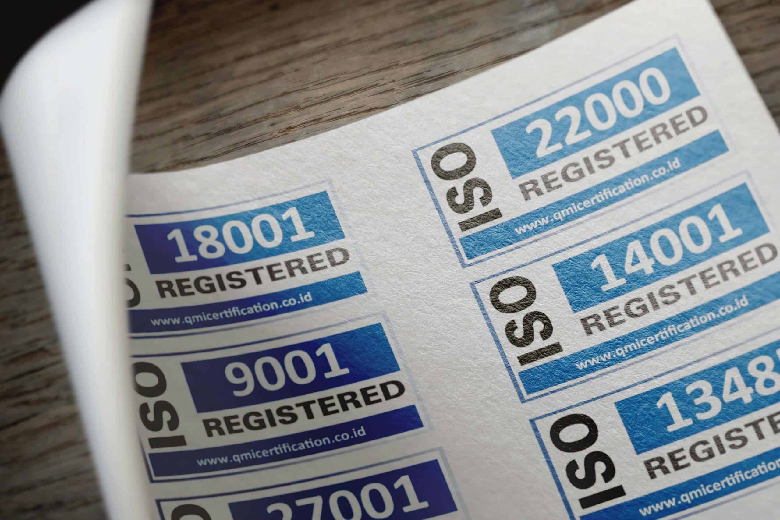 Certified ISO labels for hospital equipment and supplies, emphasizing quality and compliance standar.